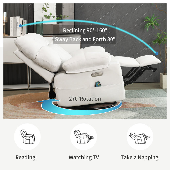 Latitude Run® 37.79" Wide Swivel Zero Gravity Recliner & Reviews Wayfair